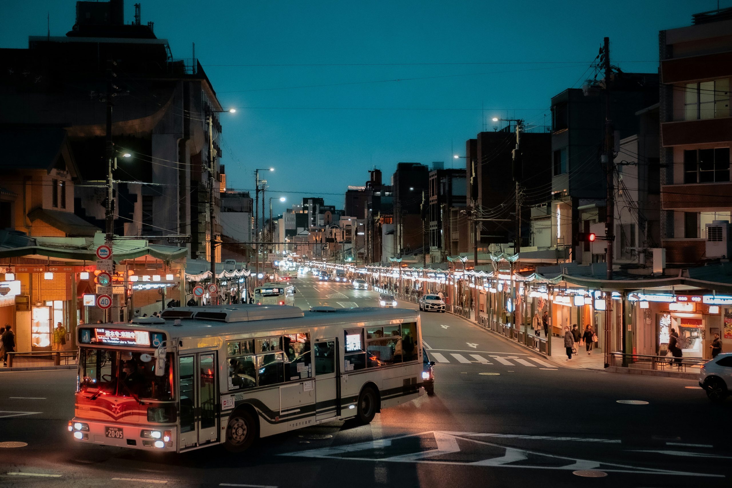 Yasaka Pagoda (Hokanji Temple) tower with traditional street lanterns along Yasaka-dori street in early morning Kyoto showing iconic Japanese architecture
