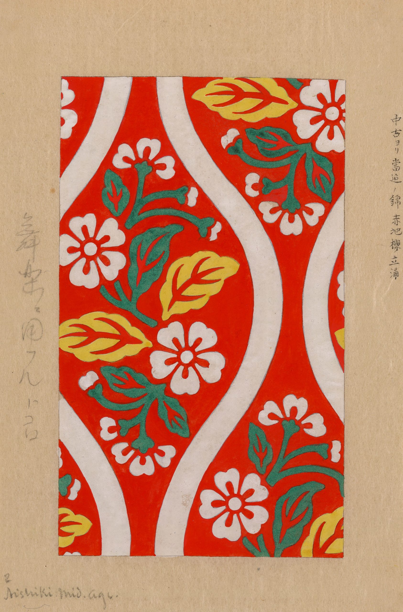 Traditional Japanese kimono patterns featuring cherry blossoms, crane birds, and pine trees representing longevity, beauty, and strength symbolism