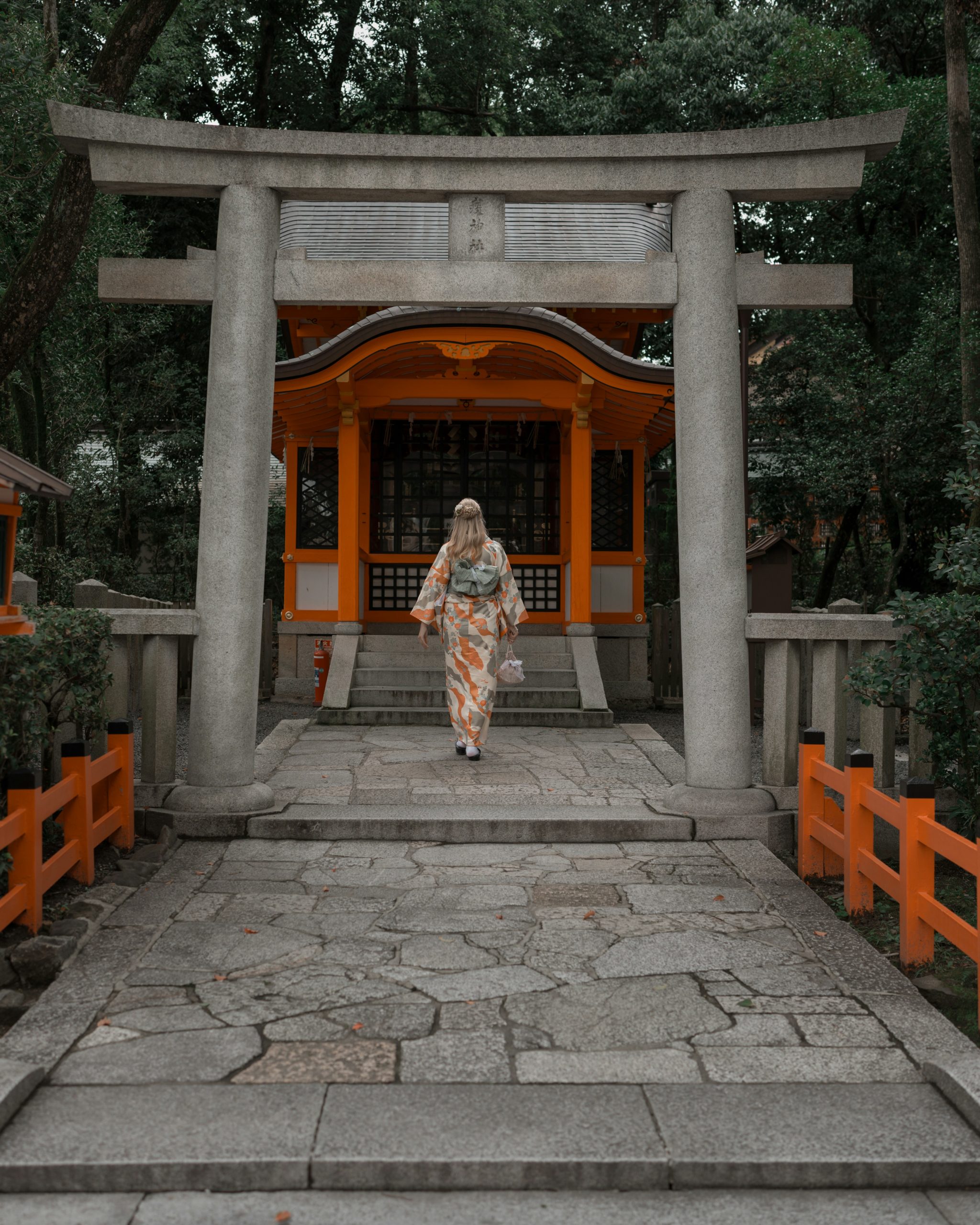 Heian Shrine Kyoto with iconic vermillion torii gates and traditional Japanese architecture perfect for kimono photography